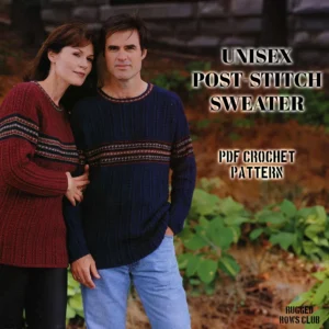 vintage unisex worsted post stitch sweater crochet pattern | men jumper crowd pleasing women sweatshirt 10 ply hook h/8 instant download pdf