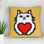 C2C Cat with Heart Pillow