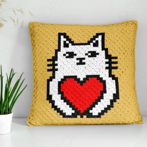 C2C Cat with Heart Pillow