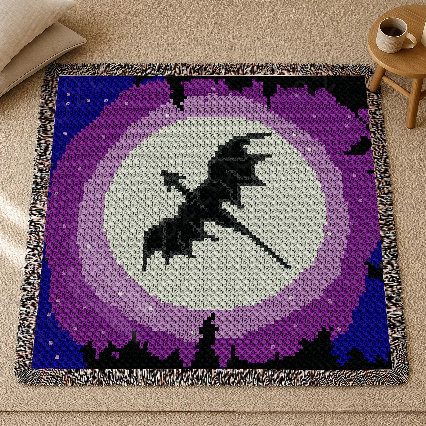 dragon blanket c2c 01 Fantasy Moon Dragon Crochet Blanket