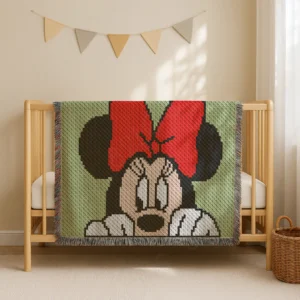 Minnie Mouse Red Bow Crochet Blanket