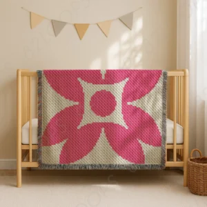 Pink Flower Crochet Blanket C2C