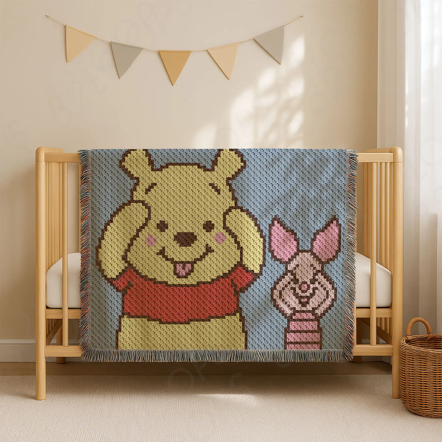 winnie piglet blanket c2c 01 Winnie and Piglet Crochet Blanket Pattern