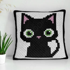 Black Cat Pillow C2C Crochet Pattern