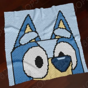 C2C Bluey Face Baby Crochet Blanket
