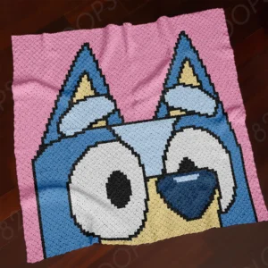 C2C Bluey Face Baby Crochet Blanket