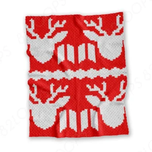 Red-White Ornament Crochet Blanket Pattern C2C