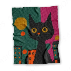 C2C City Black Cat Crochet Blanket