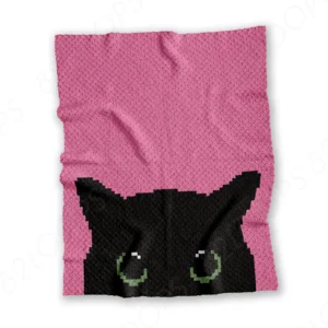 Black Cat Pink Blanket Pattern C2C
