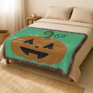 C2C Pumpkin Smile Face Crochet Blanket