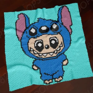 C2C Stitch Labubu Baby Crochet Blanket