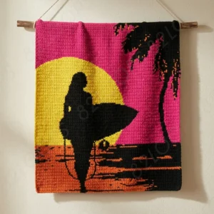 Surfer Silhouette Baby Blanket SC