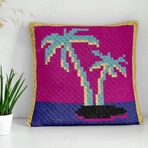 Miami Neo Art Deco Pillow Cover Crochet Pattern C2C