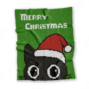 Christmas Santa Cat Crochet Blanket Pattern C2C