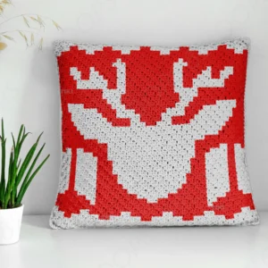 Christmas Deer Pillow Cover Crochet Pattern C2C