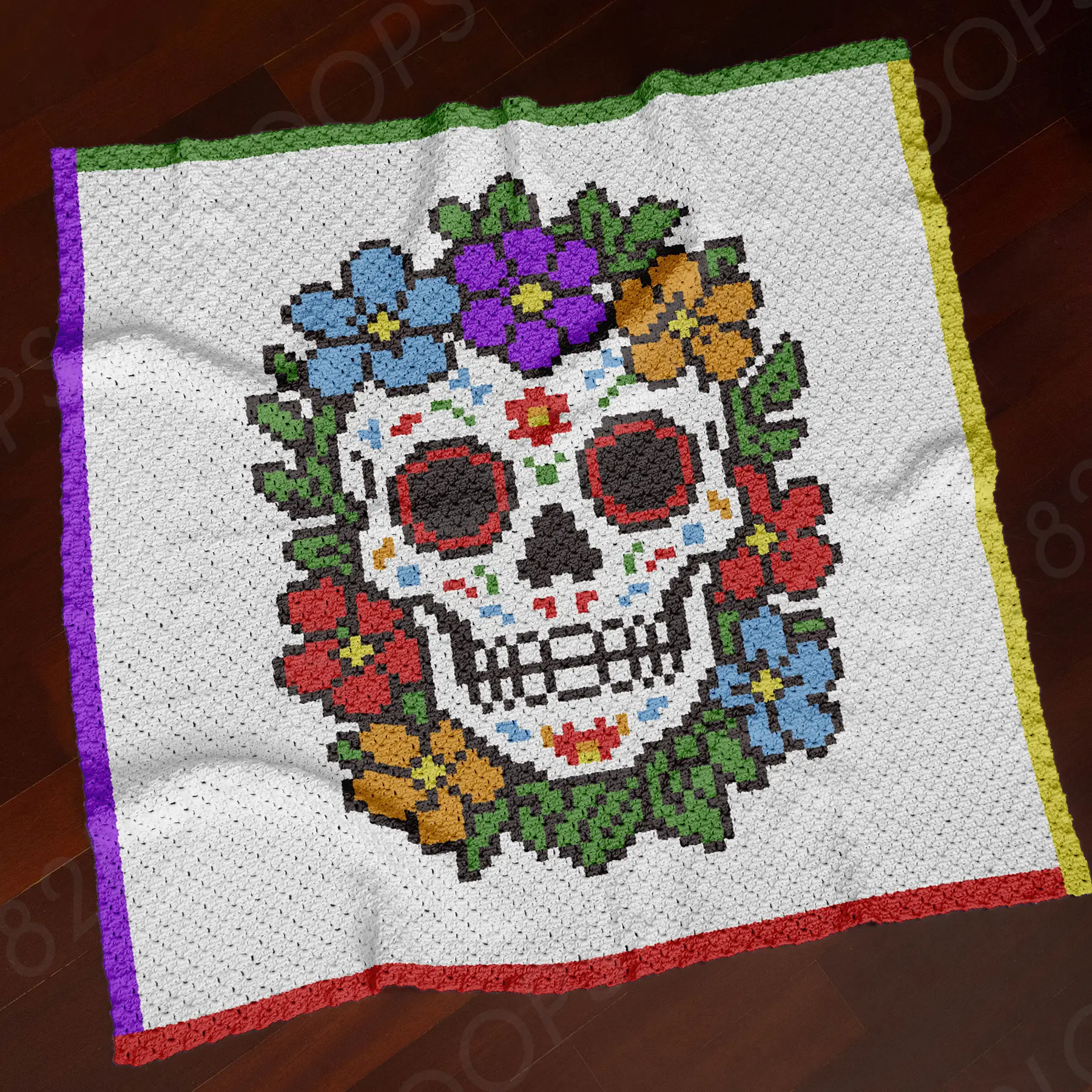 dia de los muertos blanket c2c 01 Día de los Muertos Blanket Crochet Pattern C2C