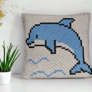 Dolphin Pillow Cover Crochet Pattern C2C