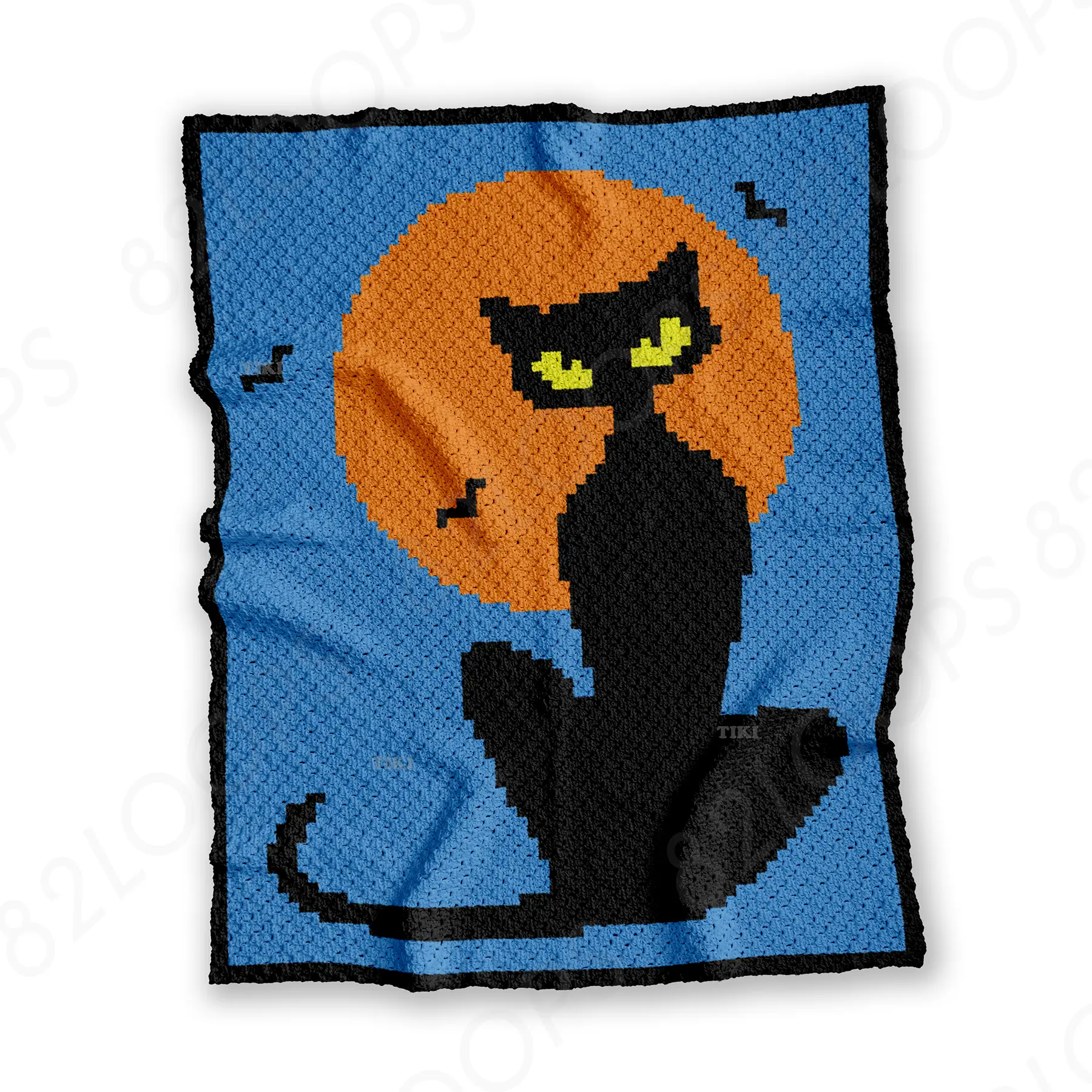 halloween cat blanket c2c 01 Halloween Tall Black Cat Crochet Blanket Pattern C2C