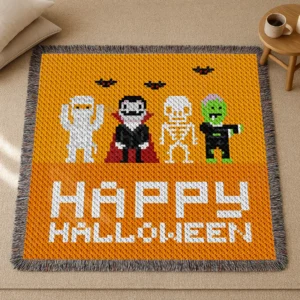 Halloween Monsters Blanket Crochet Pattern C2C