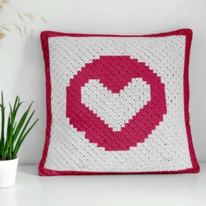 Double Heart Pillow Cover Crochet Pattern C2C