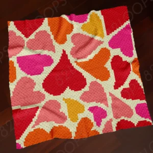 Valentine's Day Hearts Blanket Crochet Pattern C2C