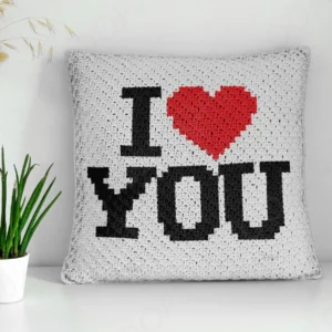 I LOVE YOU Pillow Cover Crochet Pattern