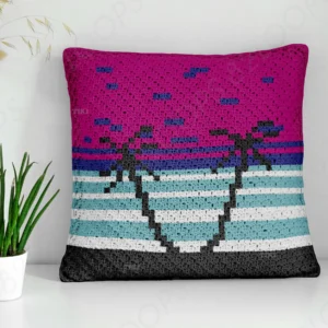 Miami Vice Palms Pillow Cover Crochet Pattern C2C