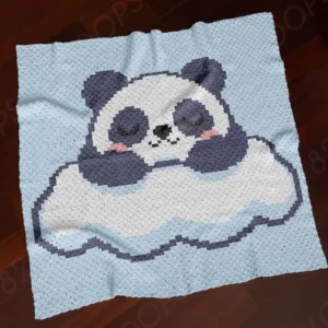 Blue Sleeping Panda Blanket Crochet Pattern C2C