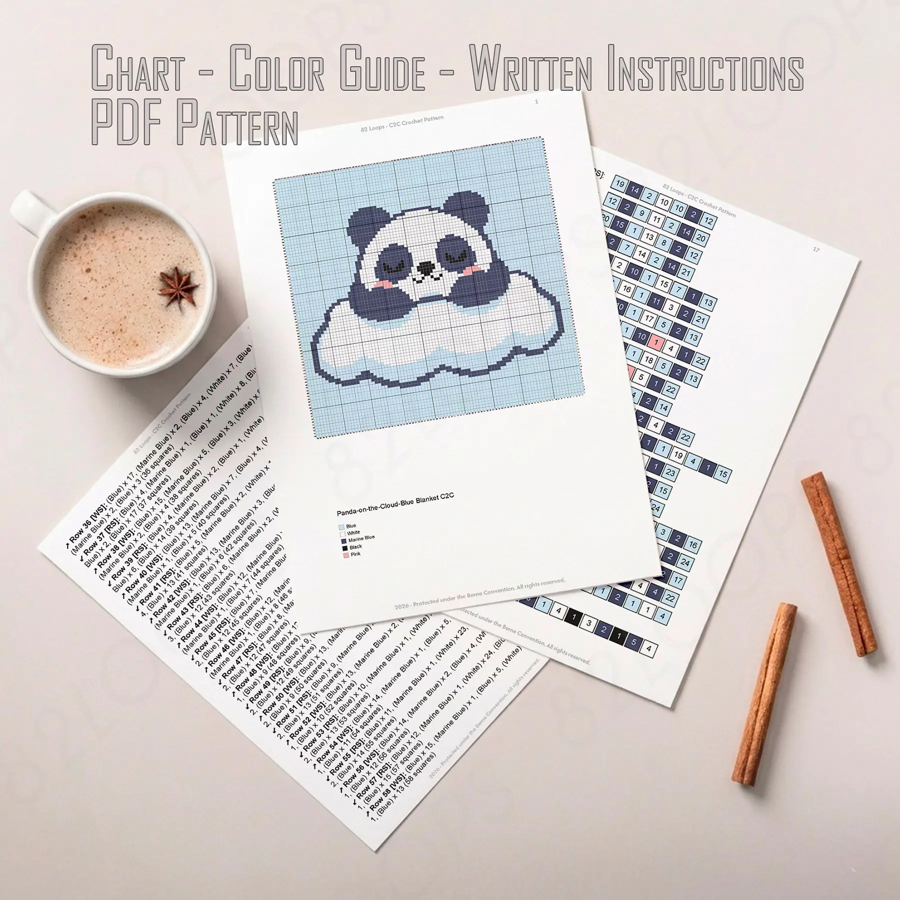 panda cloud blue blanket c2c 02 panda cloud blue blanket c2c 02