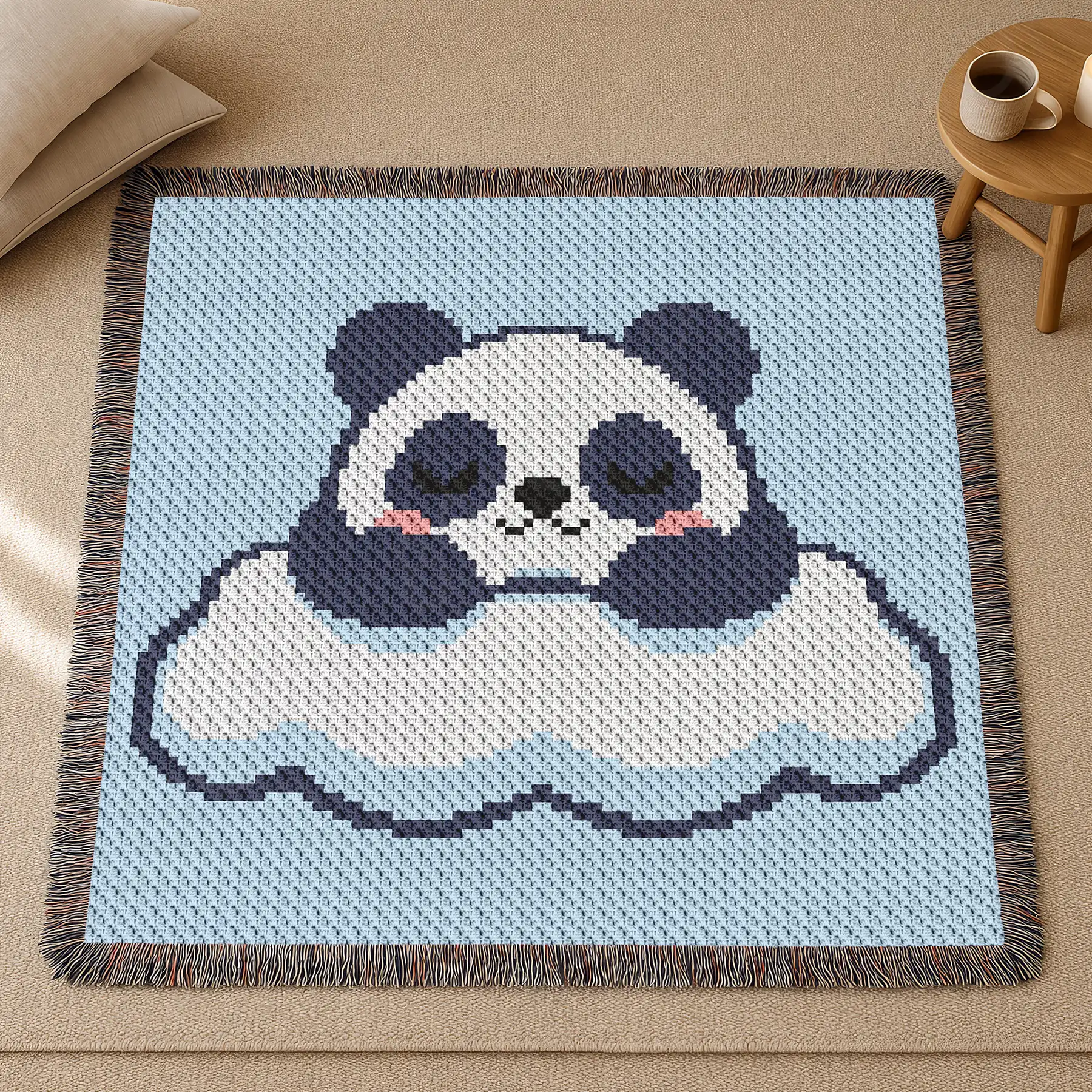 panda cloud blue blanket c2c 04 panda cloud blue blanket c2c 04