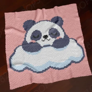 Pink Sleeping Panda Blanket Crochet Pattern C2C