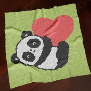 Panda and Heart Baby Blanket Crochet Pattern C2C