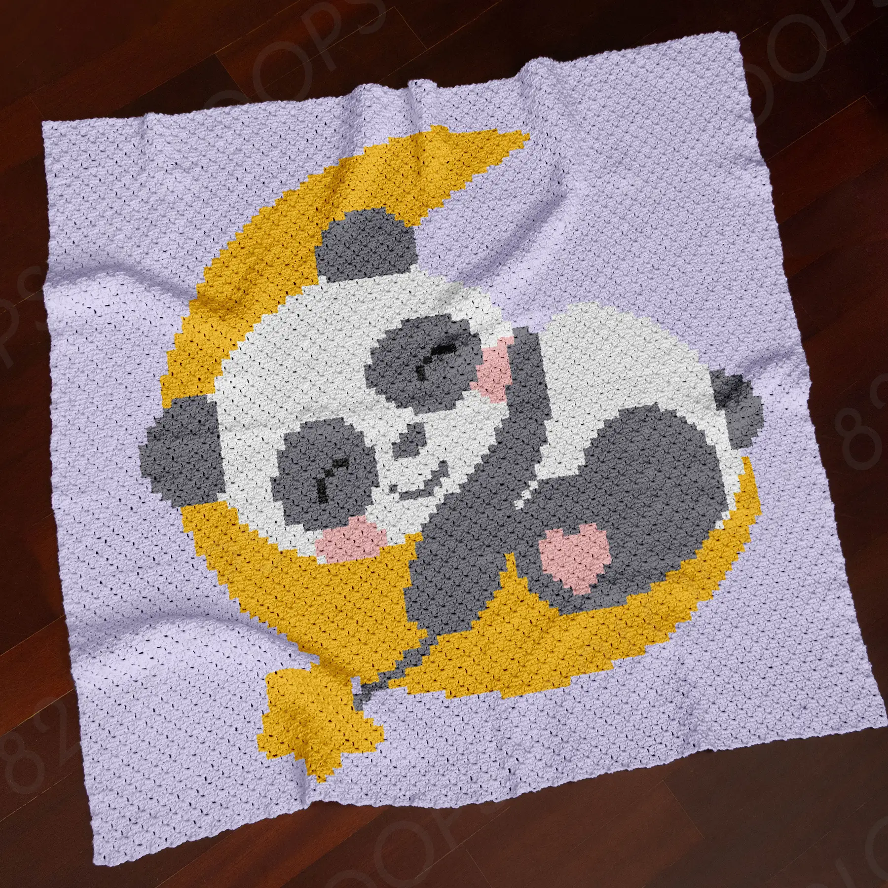 panda moon blanket c2c 01 Sleeping Panda Baby Blanket Crochet Pattern C2C