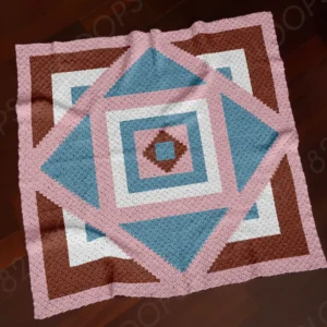 Kaleidoscope Blanket Crochet Pattern C2C Pink