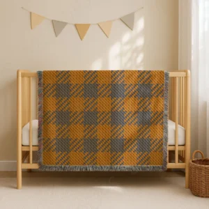Orange Plaid Blanket Crochet Pattern C2C