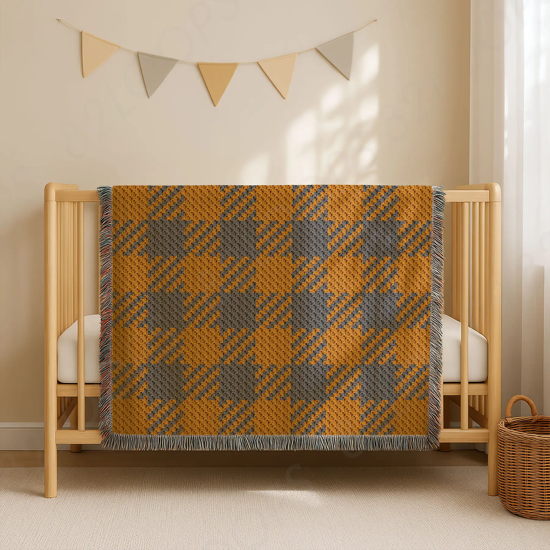 plaid orange blanket c2c 01 Orange Plaid Blanket Crochet Pattern C2C