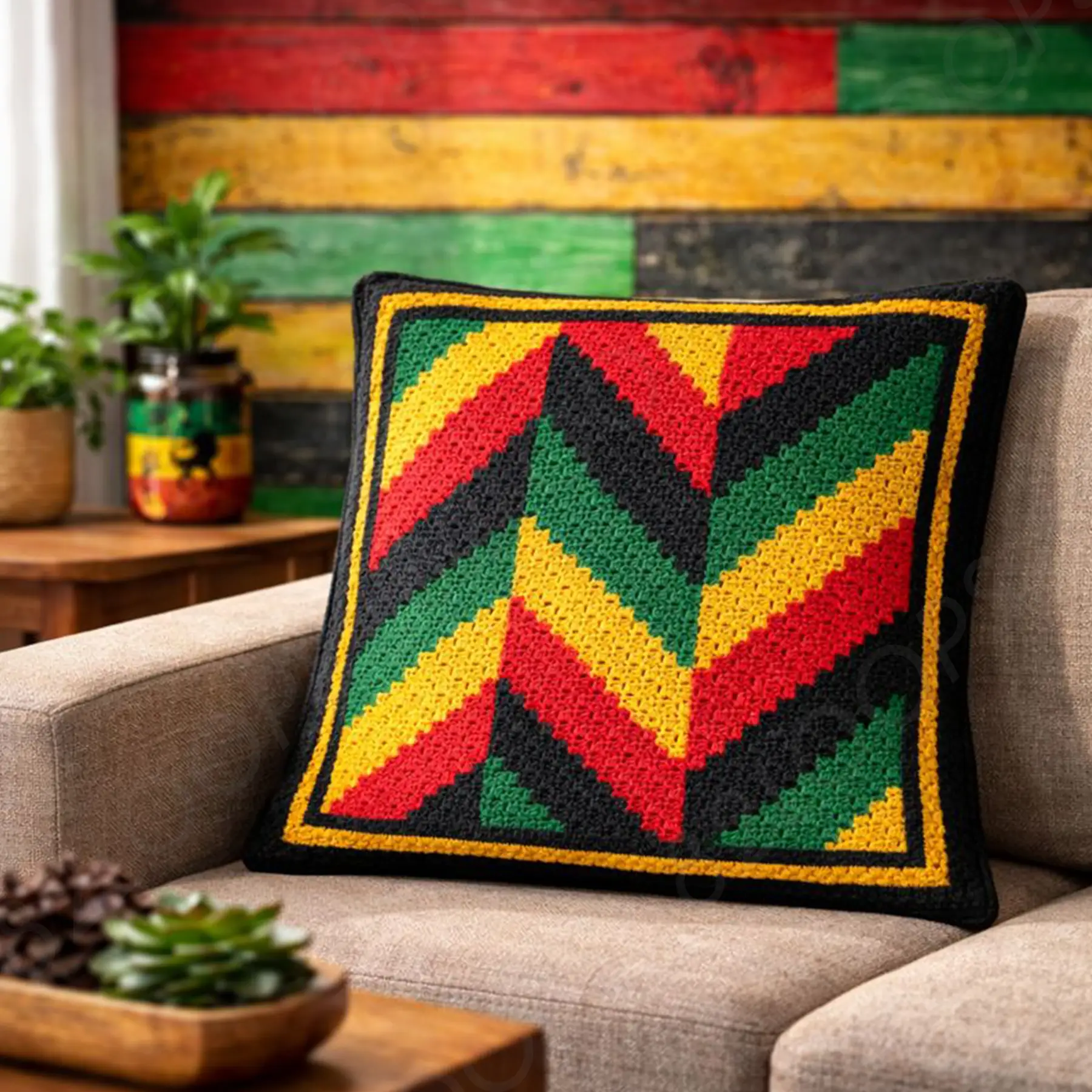 rasta herringbone 4 pillow c2c 03 rasta herringbone 4 pillow c2c 03