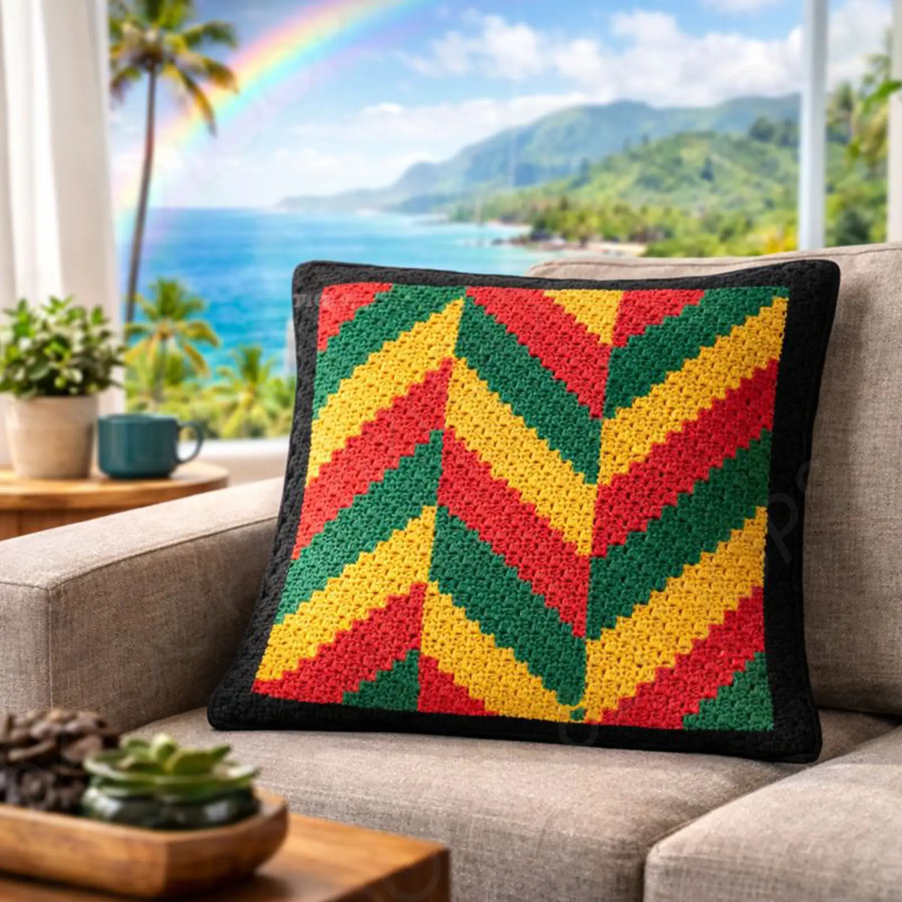 rasta herringbone pillow c2c 03 rasta herringbone pillow c2c 03