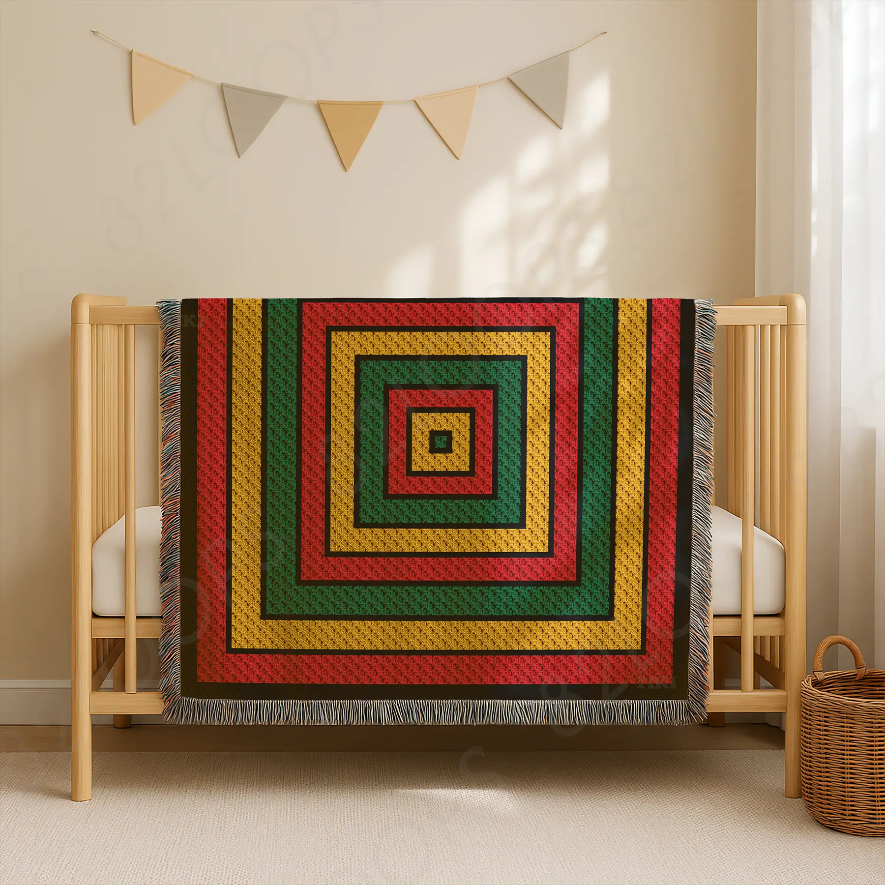 rasta squares blanket c2c 01 Rasta Squares Blanket Crochet Pattern C2C