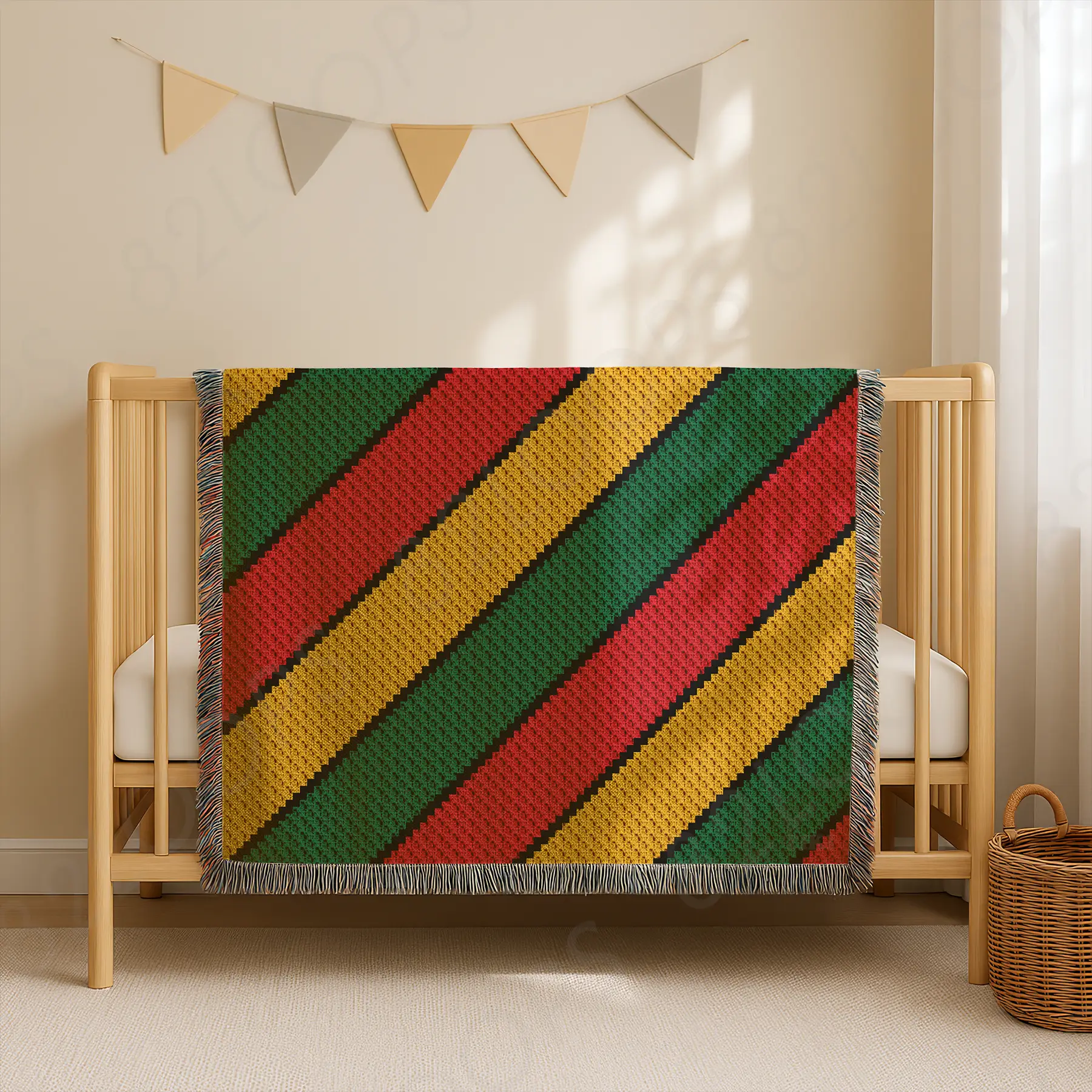 rasta striped blanket c2c 01 Beginner Rasta Stripes Blanket Crochet Pattern C2C