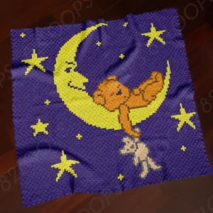 Good Night Teddy Blanket C2C Crochet Pattern