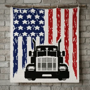 US Truck Baby Blanket Crochet Pattern SC