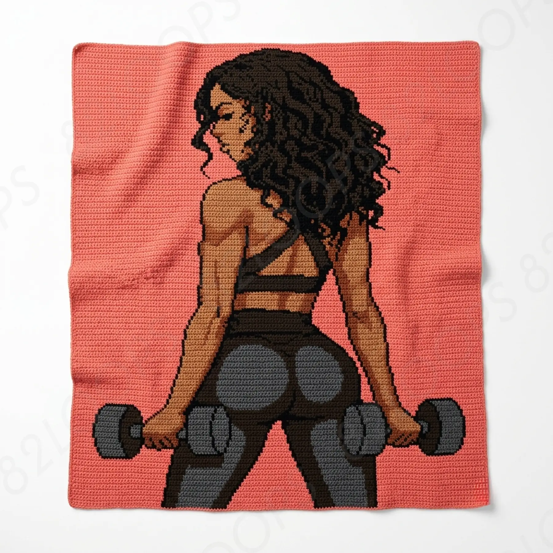 woman dumbbells sc 01 Afro Woman Training Crochet Blanket Pattern