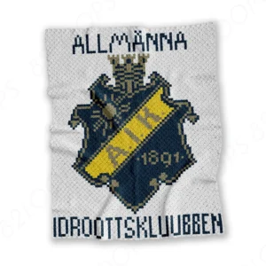 AIK Football Club C2C crochet blanket pattern lets you stitch legendary crest of Allmänna Idrottsklubben. Followers of Gnagarna will enjoy Swedish Soccer Club