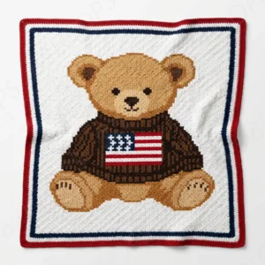 Americana Teddy Bear C2C Crochet Blanket Pattern