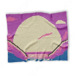 Pixel Art Sunset Baby Blanket Pattern C2C